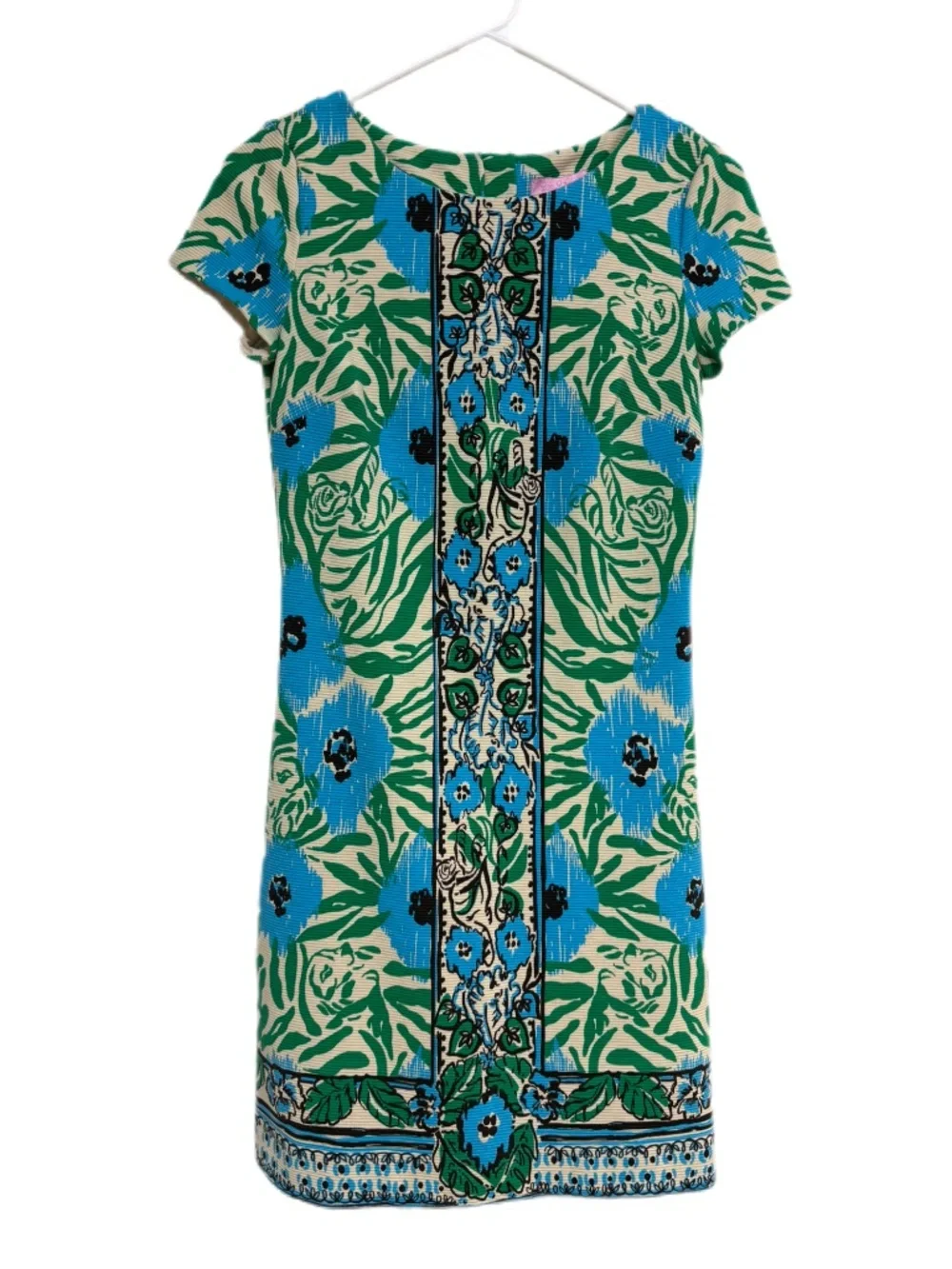 Lilly Pulitzer Layton Shift Dress Sea Oat Ikatty XS Blue Green
